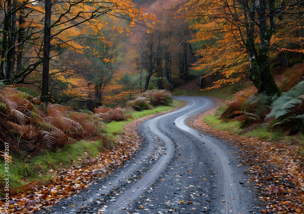 Autumn Road Through Forest Autumn Road Through Forest