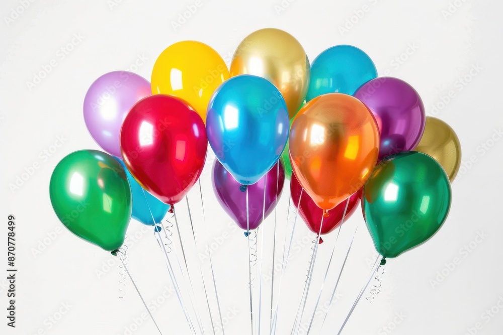 Colorful balloons floating in the air on white background Colorful balloons floating in the air on white background