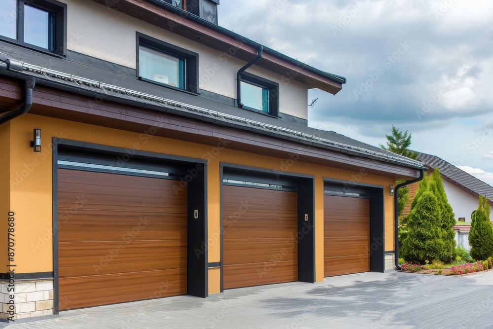 Installing plastic roller shutters for garage doors in a brand new home Installing plastic roller shutters for garage doors in a brand new home