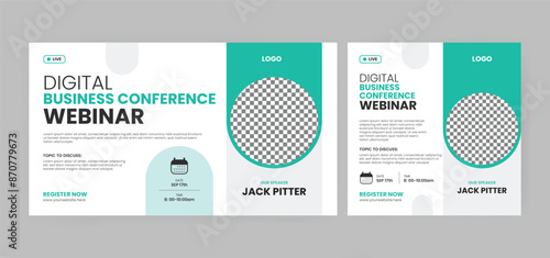 Live marketing strategies webinar invitation banner and social media post design. Business conference webinar invitation template. EPS vector illustration.