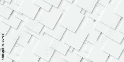 Abstract background with grey tone of many square and rectangles shapes on white background with decorative elements in Neomorphs style with copy space. You can use for add, poster, design artwork.
