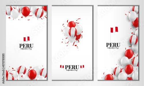 Peru Independence Day. Set of banners. Vector Illustration.

