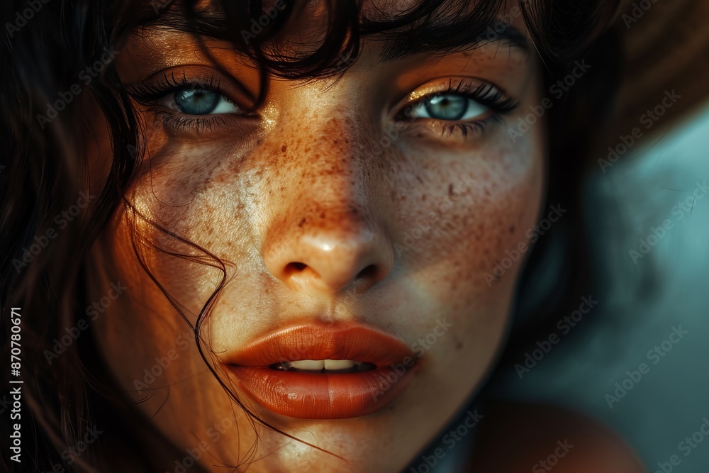 Close-up portrait of a stunningly beautiful young woman model Close-up portrait of a stunningly beautiful young woman model
