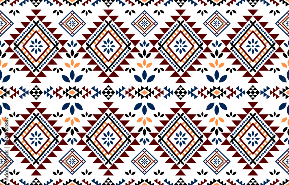 Fototapeta premium Ancient echoes Aztec geometric seamless patterns southwest Navajo Native American tribal ethnic colorful for textile printing