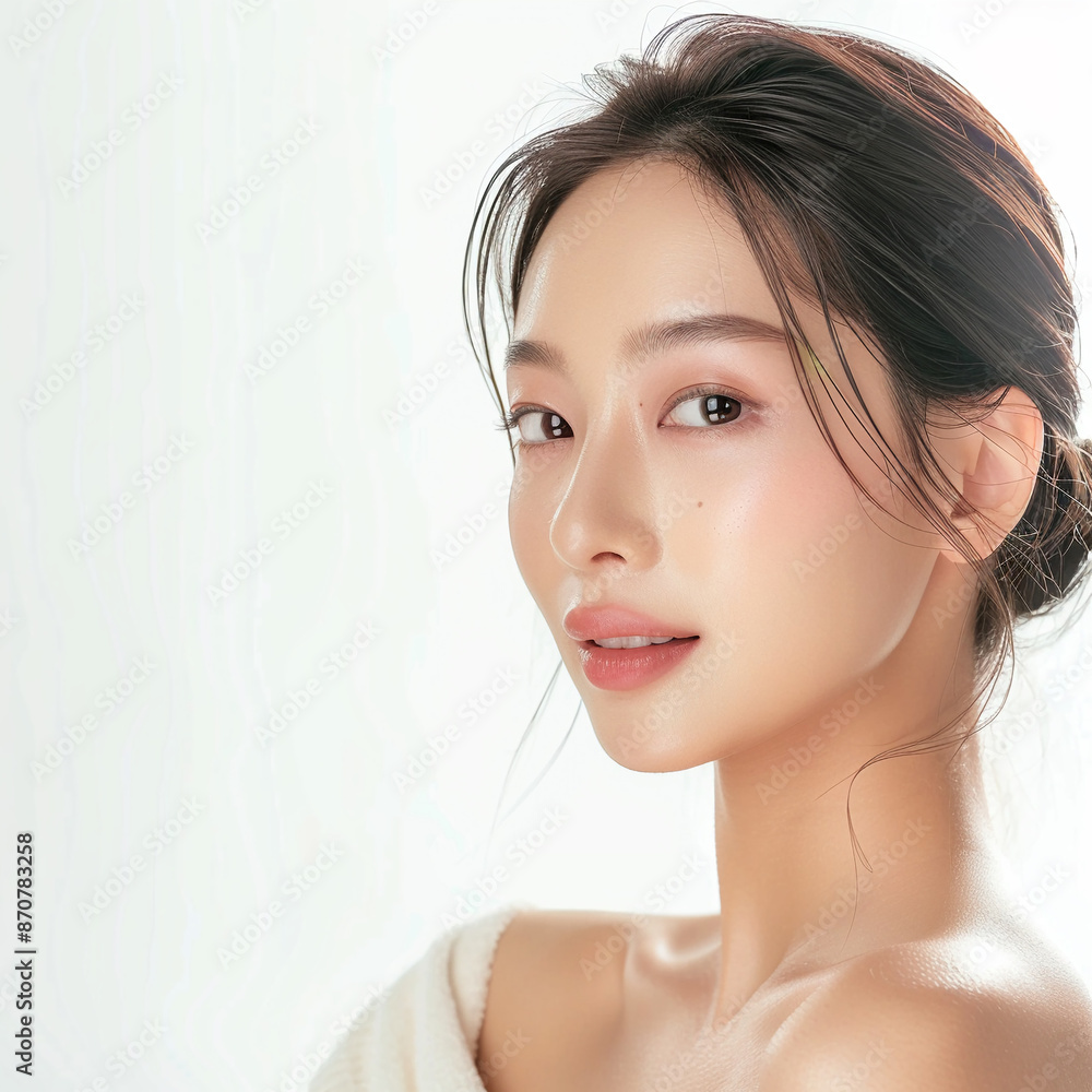 Naklejka premium 30-35 year old Beauty Asian women spa skin healthy on 100% isolate white background.