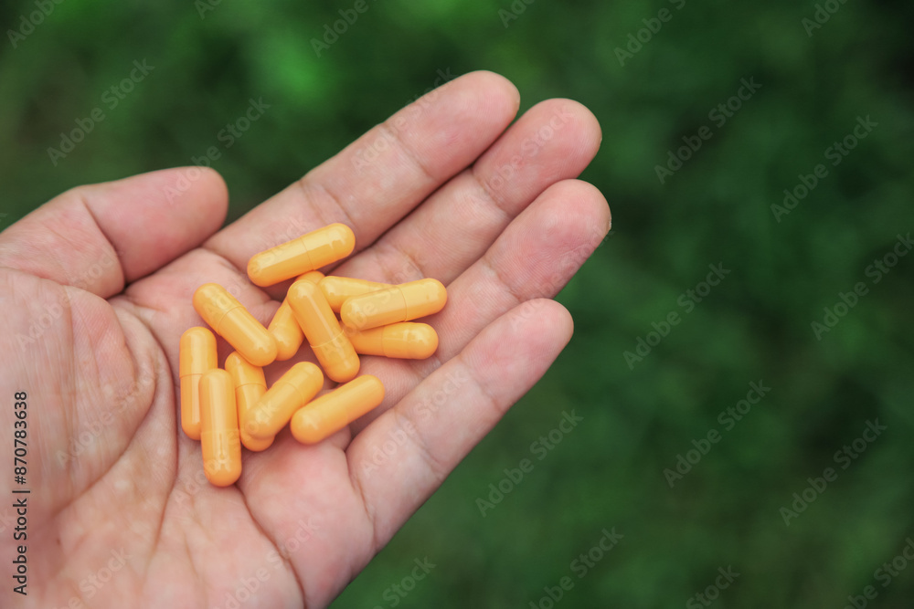 Herbal capsules from herb on hand for healthy eating in daily life Herbal capsules from herb on hand for healthy eating in daily life