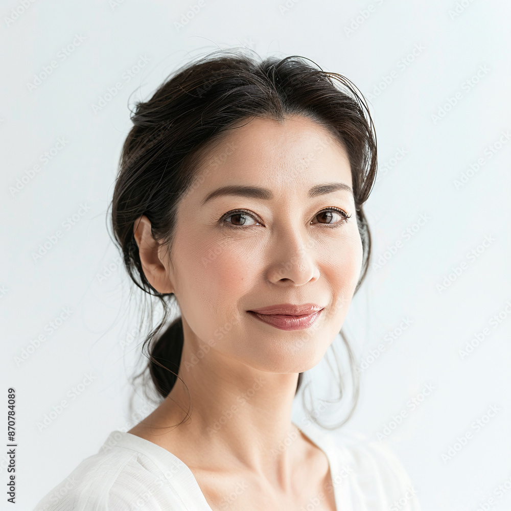 40-45 year old Beauty Asian women spa skin healthy on 100% isolate white background. 40-45 year old Beauty Asian women spa skin healthy on 100% isolate white background.