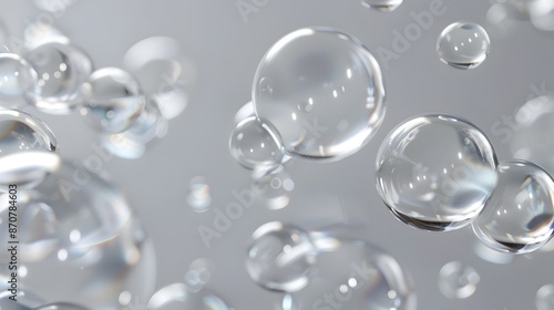 Mesmerizing Transparent Bubbles Floating in Serene Minimalist Composition