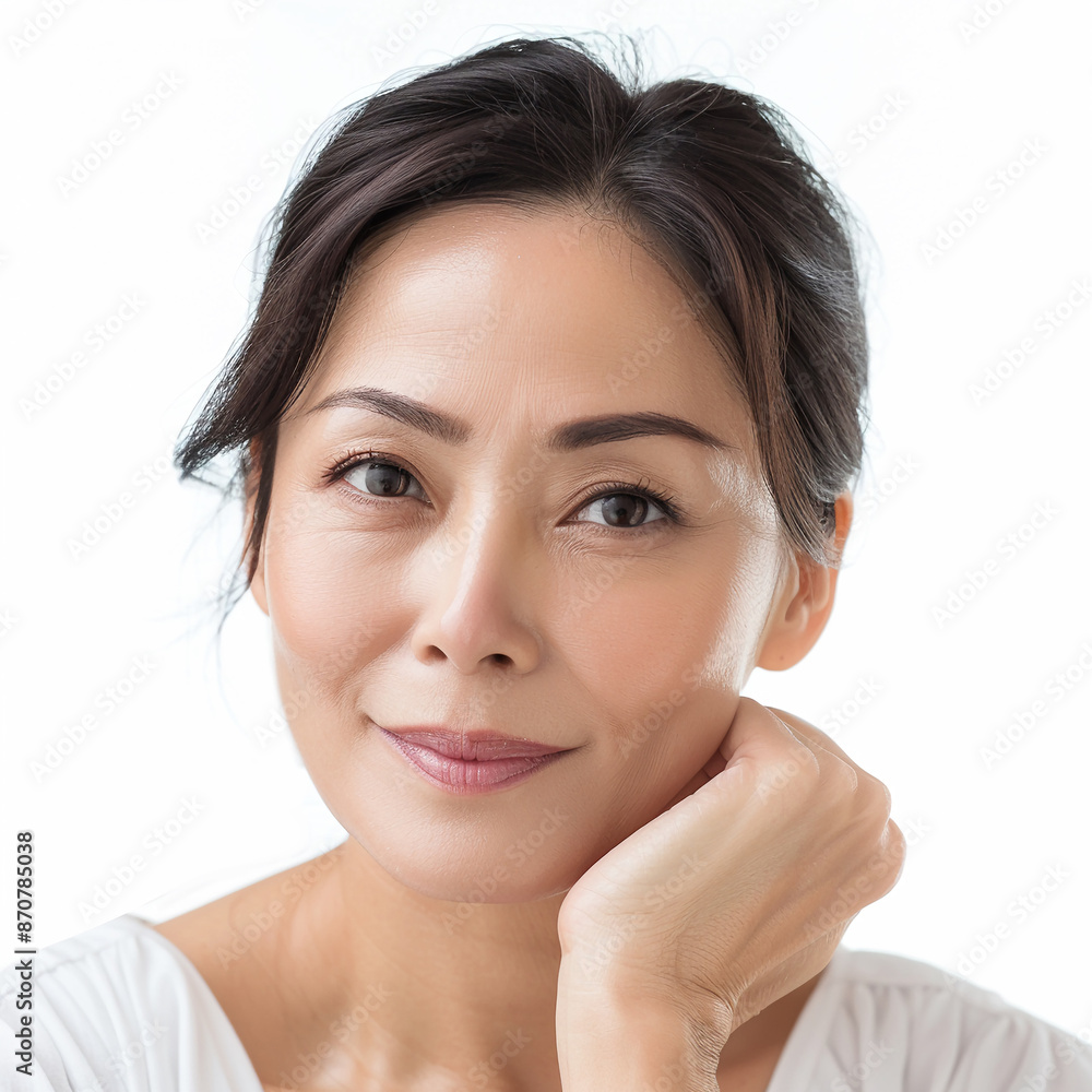 40-45 year old Beauty Asian women spa skin healthy on 100% isolate white background. 40-45 year old Beauty Asian women spa skin healthy on 100% isolate white background.