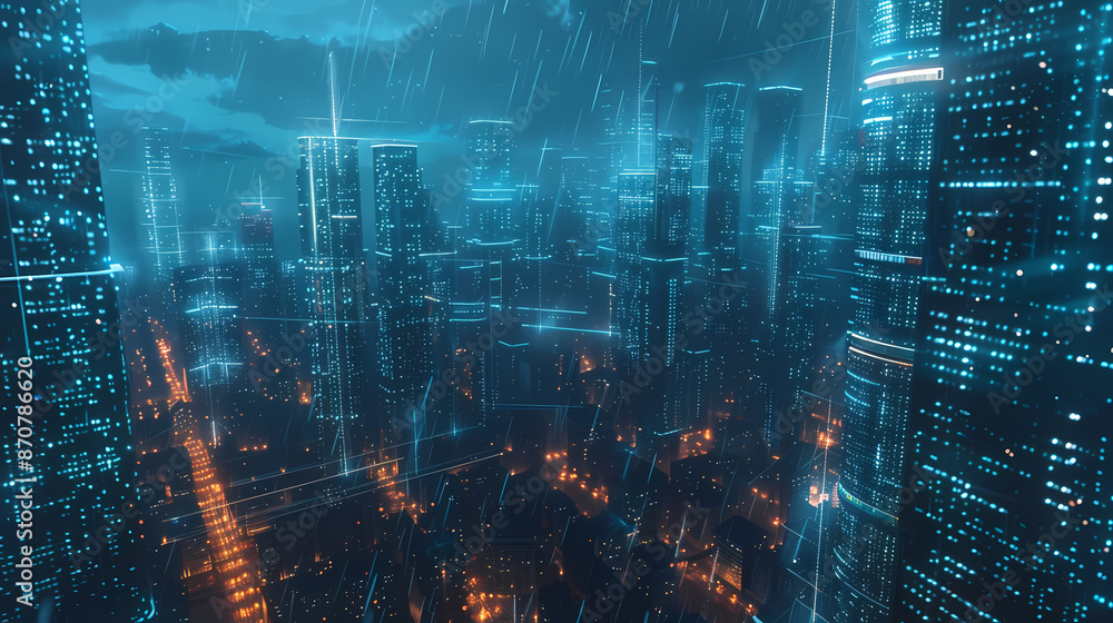 Isometric smart city design concept. Business center with skyscrapers and intelligent buildings,IOT for the internet of things Isometric smart city design concept. Business center with skyscrapers and intelligent buildings,IOT for the internet of things