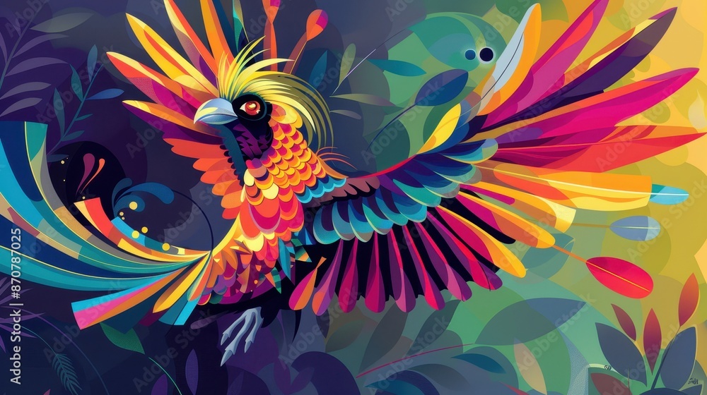 Colorful Bird in Flight - A Vibrant Artistic Expression Colorful Bird in Flight - A Vibrant Artistic Expression