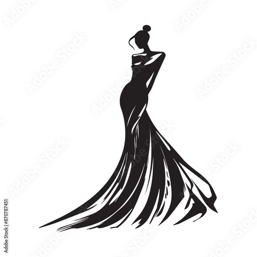 Fashion Elegant Woman silhouette logo template isolated on white background
