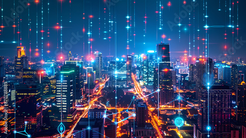 Wallpaper Mural Isometric smart city design concept. Business center with skyscrapers and intelligent buildings,IOT for the internet of things Torontodigital.ca