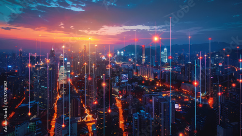 Wallpaper Mural Isometric smart city design concept. Business center with skyscrapers and intelligent buildings,IOT for the internet of things Torontodigital.ca