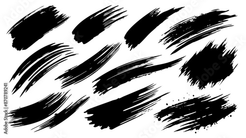 A collection of dark pigment strokes on a light backdrop