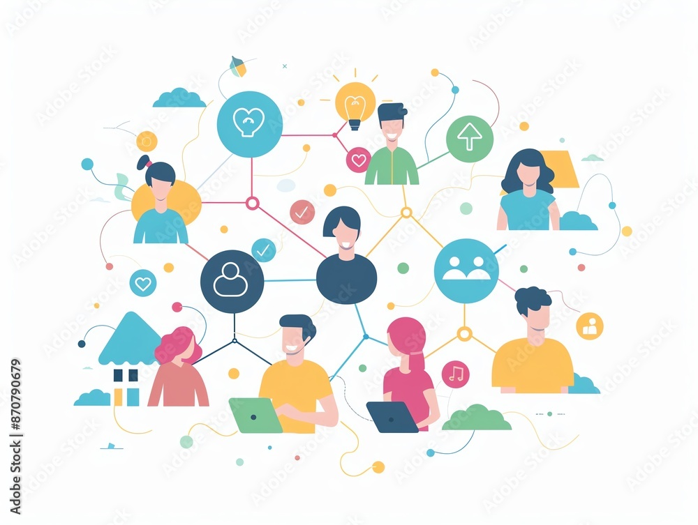 Community building, social connections, flat design illustration Community building, social connections, flat design illustration