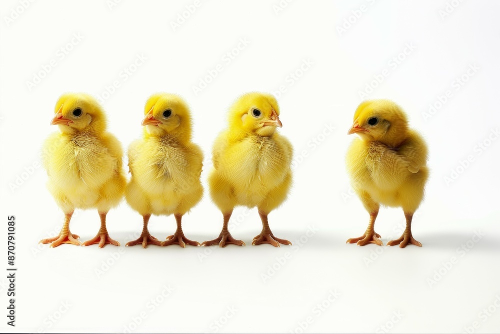 Three chicks in front of white background. Three chicks in front of white background.