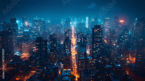 Isometric smart city design concept. Business center with skyscrapers and intelligent buildings,IOT for the internet of things