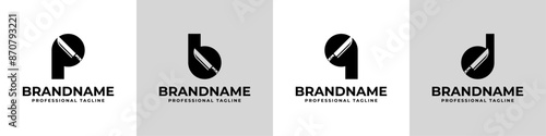 Letter B, D, P, or Q Knife Logo Set, for Butcher Shops or Restaurant Branding