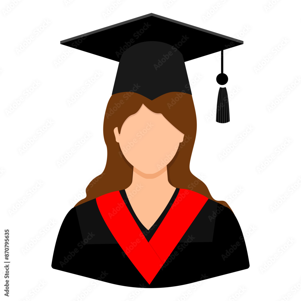Graduated woman clip art. Flat Vector illustration Graduated woman clip art. Flat Vector illustration