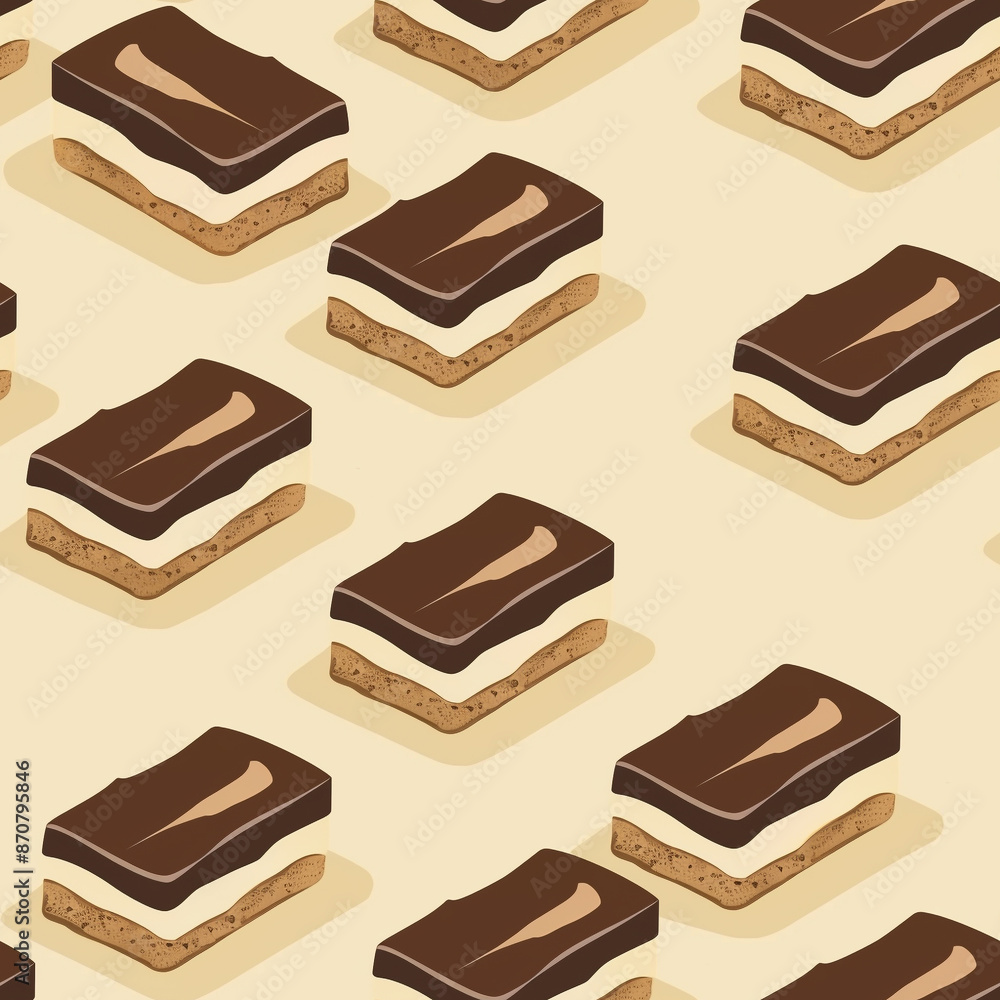 Cartoon tiramisu mousse cake element seamless looping mosaic background Cartoon tiramisu mousse cake element seamless looping mosaic background