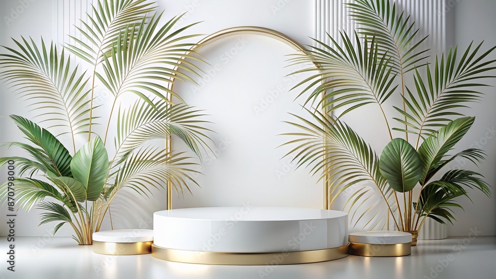 White gold Podium mockup for product presentation White gold Podium mockup for product presentation