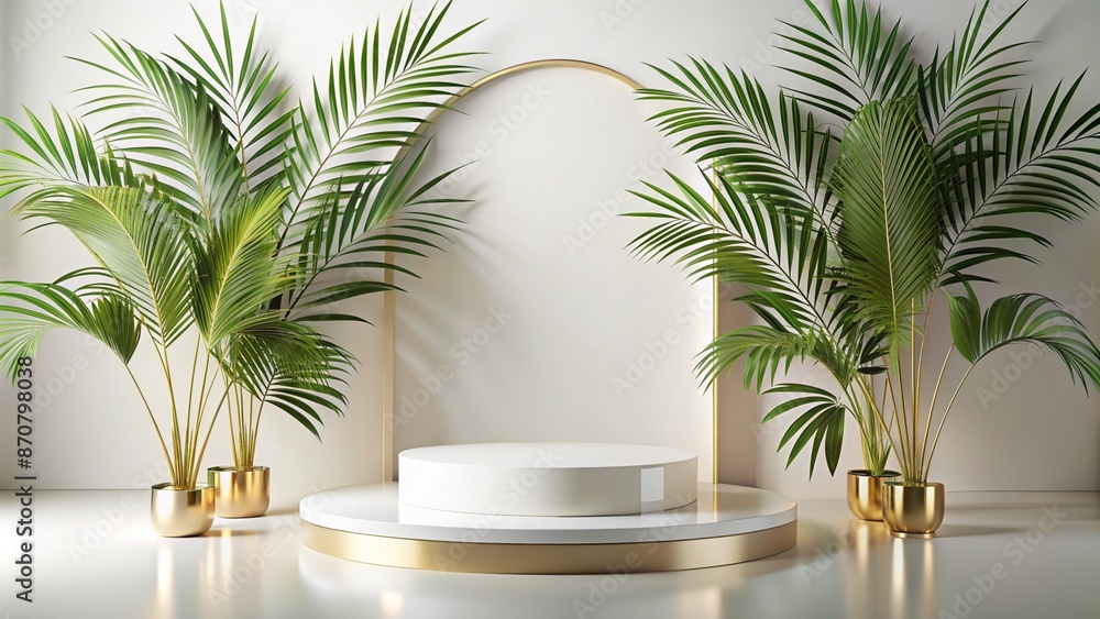 Fototapeta premium White gold Podium mockup for product presentation