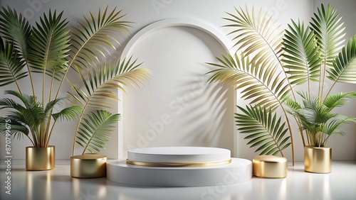 White gold Podium mockup for product presentation © iconworld