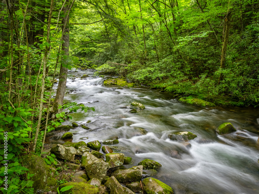 Oconaluftee River along the Newfound Gap Road in the Great Smoky Mountains National Park in North Carolina USA Oconaluftee River along the Newfound Gap Road in the Great Smoky Mountains National Park in North Carolina USA