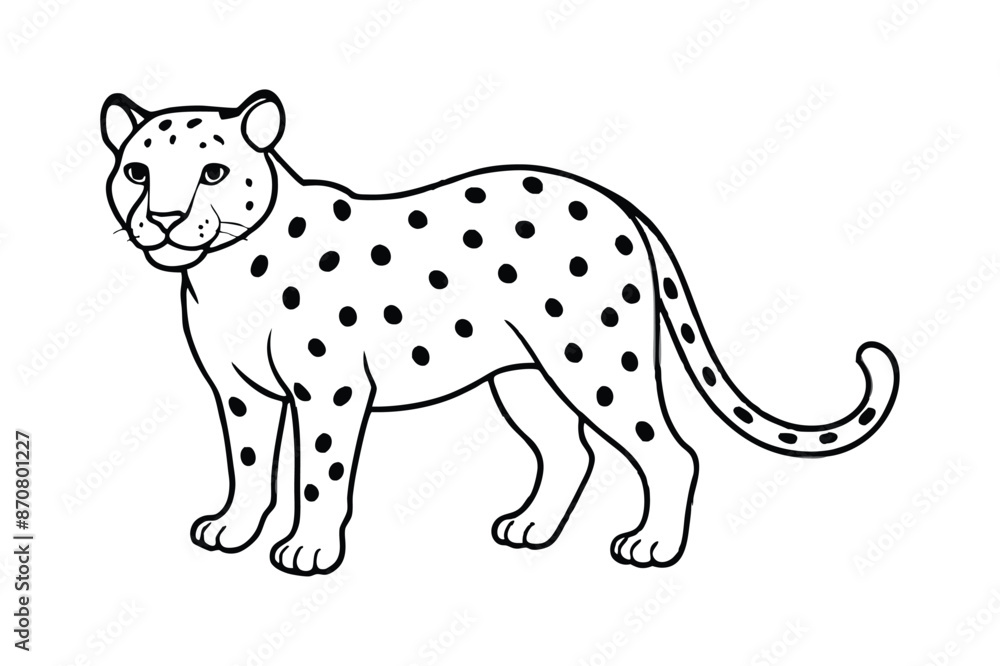 Cartoon leopard line art isolated on white background Stock Vector ...