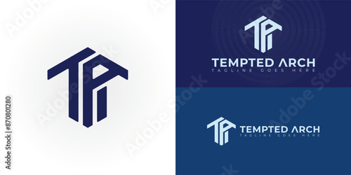Abstract initial hexagon letters TA or AT logo in white color isolated on multiple background colors. The logo is suitable for real estate and construction logo vector design illustration inspiration