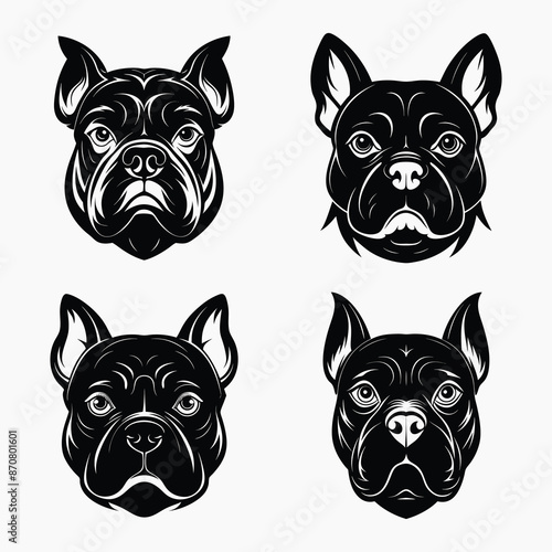 Bulldog head vectors striking, bold, and versatile silhouette set