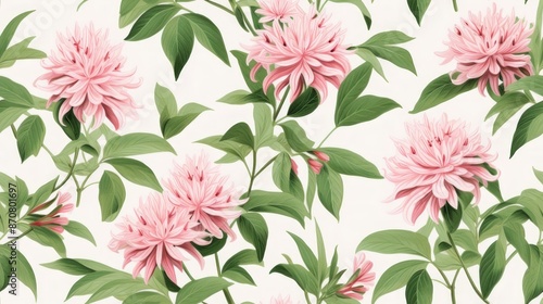 This beautiful Bee Balm flower pattern in pink creates an enchanting backdrop, exuding a warmth and softness that soothes the soul.