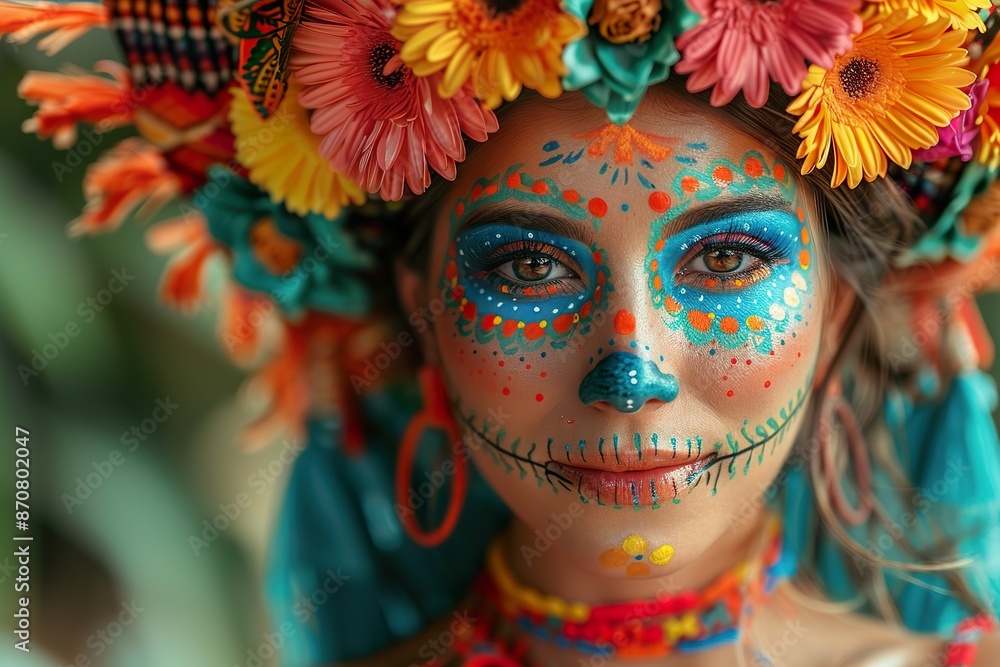 Girl with Catrina Face Paint Celebrating Day of the Dead Girl with Catrina Face Paint Celebrating Day of the Dead