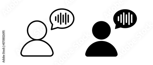 Speech command  icon vector set. User with bubble symbol