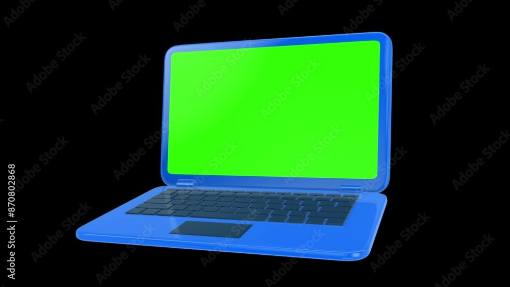 Blue Laptop with Green Screen Isolated on Black Background, Futuristic Technology Concept, Digital Innovation, Modern Computer Design, Tech Gadgets for Marketing and Branding Blue Laptop with Green Screen Isolated on Black Background, Futuristic Technology Concept, Digital Innovation, Modern Computer Design, Tech Gadgets for Marketing and Branding