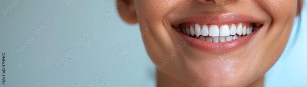 Obraz premium International Day of Happiness Realistic close-up of a smiling face, clear focus and copy space