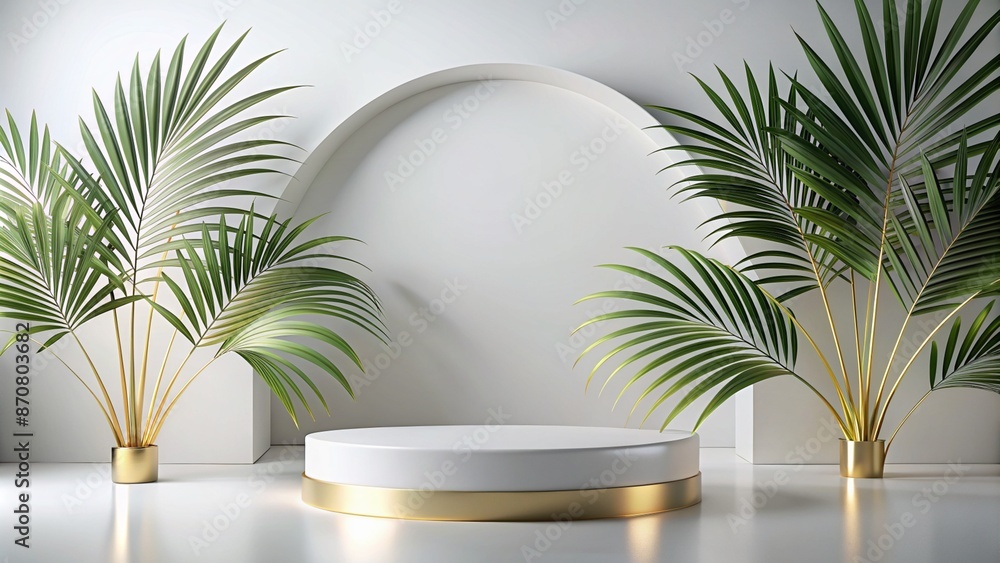 Obraz premium White gold Podium mockup for product presentation