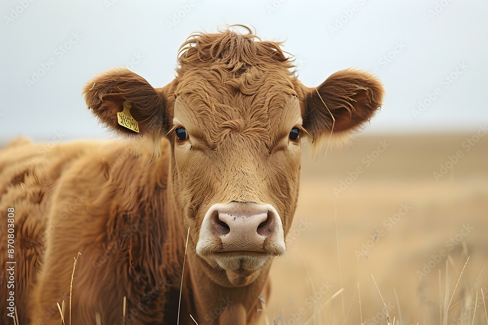 Close up photo of brown cow in a field Close up photo of brown cow in a field