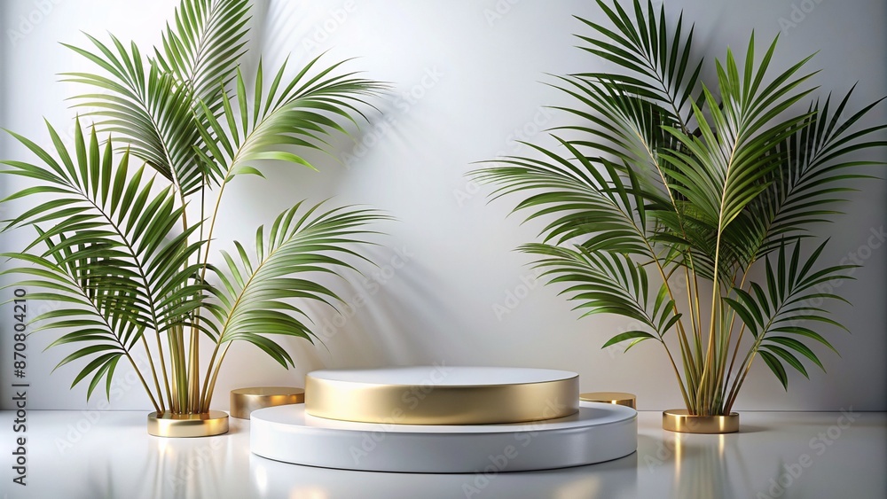 Obraz premium White gold Podium mockup for product presentation