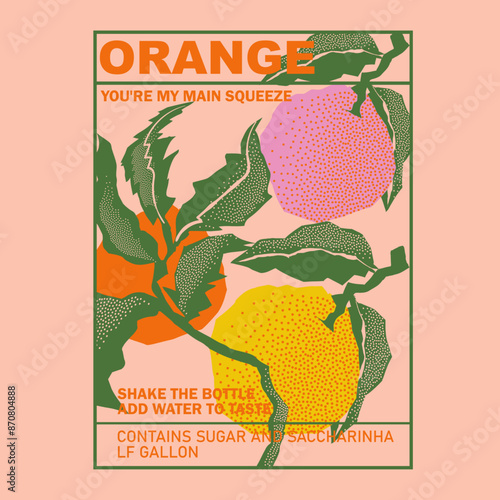 Orange fruit graphic, Hand drawn retro orange, summer t-shirt print design, deferent color and deferent shape for lemon squeeze, this art use for t-shirt, sweatshirt, patterns, poster, Retro groovy  
