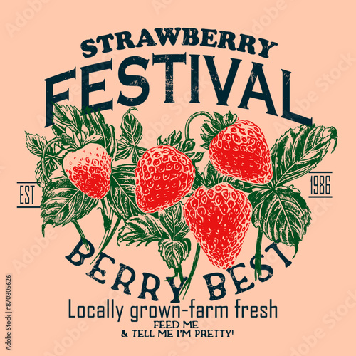 Strawberry hand drawn vector graphics, t-shirts, sweatshirt fruits print design, women's food fashion vibes trendy strawberry illustration artwork , fruit illustration for summer vibes