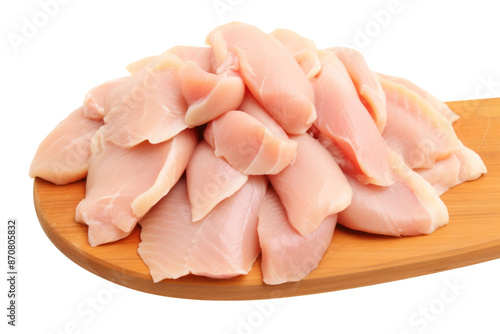 Chicken entrails. Detailed components separated on white background. Emphasis on the details of chicken that is fresh, free of bruises, and that the fat is evenly distributed.