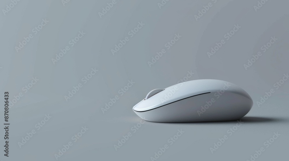 White Wireless Computer Mouse Isolated on Gray Background White Wireless Computer Mouse Isolated on Gray Background