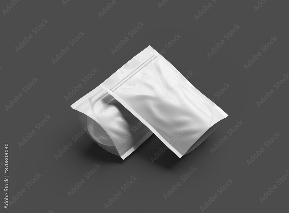 Obraz na plátně 3D rendered mockup template for a glossy generic, sealed ice-cream packaging bag