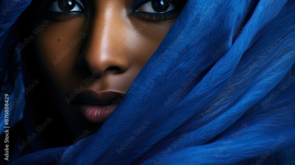 Naklejka premium photograph black woman blue