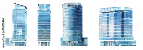 Modern Skyscrapers on Transparent Background