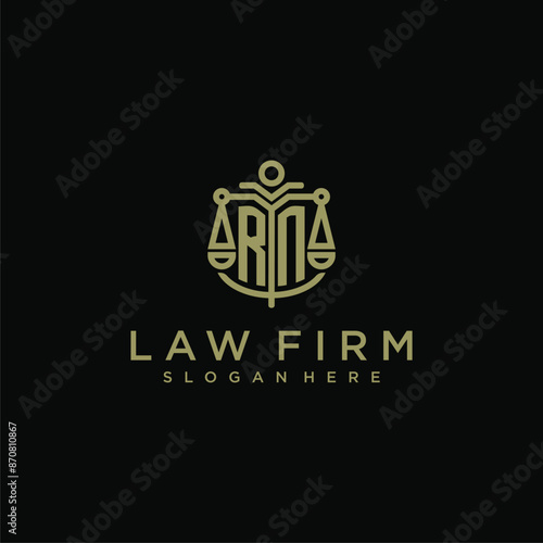 RN initial monogram logo for lawfirm with scale vector design