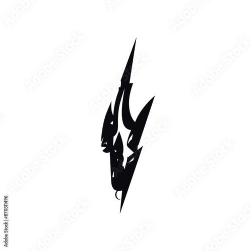 Lightning bolt logo icon sign Hand drawn ink sketch Template tattoo Mystical fairytale game design Gothic art style Fashion print for clothes greeting invitation card flyer banner poster cover book ad