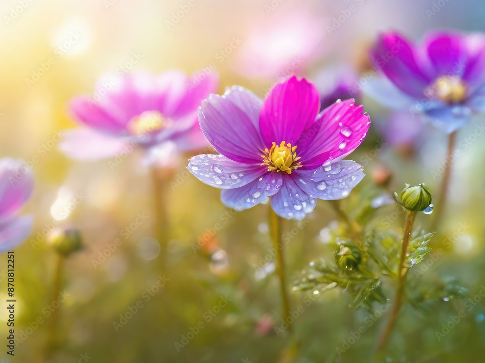 Beautiful garden flowers in dew drops. Floral background. Beautiful garden flowers in dew drops. Floral background.